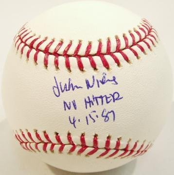 Juan Nieves Autographed Baseball with NH 4-15-87 Inscription