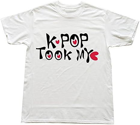 Hoxsin White Men's Kpop Took Heart Love O-Neck T-shirts US Size XXL
