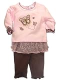 Pink & Brown Butterfly Skirted Pants Outfit by Baby Essentials
