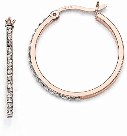 Sterling Silver Diamond Mystique Round Hoop Earrings