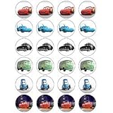Disney Cars style 24 Edible Wafer Paper Fairy/Cup Cake Toppers on an A4 sheet - Birthday Cake and Party Idea
