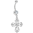 Clear Cubic Zirconia Double Cross Belly Ring