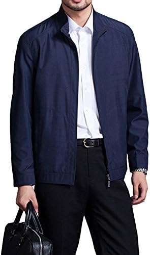 Naxiw Men's Stand Collar Work Wear Think Zip up Jacket Dark-blue-L