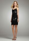 41nZVdBvCIL. SL160  Davids Bridal Spaghetti Strap Short Black Sequin Dress Style D245