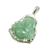 Natural Chinese Green Jade Happy Buddha Designed Sterling Silver Pendant Necklace with Delicate Sterling Silver Chain Reviews