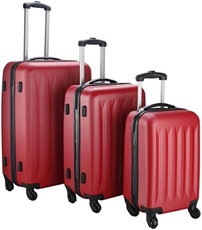 New 3 Pcs Luggage Travel Set Bag ABS Trolley Suitcase, Red