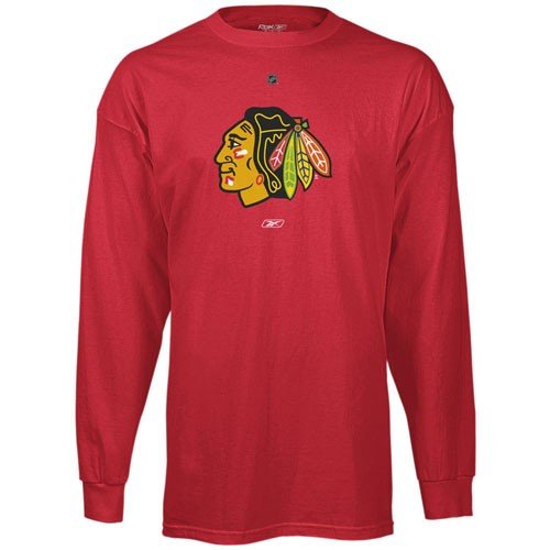 Reebok Chicago Blackhawks Red Primary Logo Long Sleeve T-shirt (X-Large)