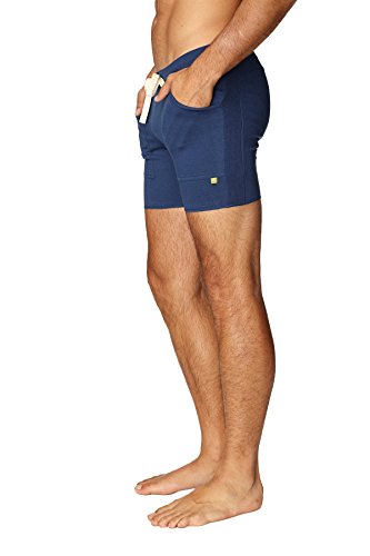 4-rth Mens Transition Yoga Shorts (Medium, Solid Royal Blue)