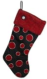 Black Christmas Stocking With Red Polka Dots & Rhinestone #57952-BV
