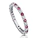 BERRICLE Sterling Silver Simulated Ruby Pave Set Round Cut Cubic Zirconia CZ Stackable Fashion Anniversary Eternity Ring for Women, Rhodium Plated Size 4-10