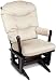 Dutailier Round Back Cushion Modern Glider, Beige Microfiber