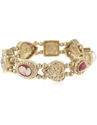 Signature 1928 "1928 Signature Collection" Gold-Tone Multi-Colored Charm Stretch Bracelet, 6"