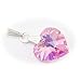 Pink Swarovski Elements Crystal Heart Pendant Sterling Silver Cable Chain Necklace