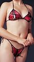 Red Chinese Print Split Soft Bra and G-String Set