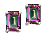 3.00 cts Mystic Rainbow Topaz Earring Studs - 14kt White or Yellow Gold