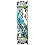 IMAGE OF Peacock Facing Right Vertical Art Glass Panel Wall Hanging Suncatcher 42 x 10