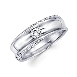 14K White Gold Round Diamond Men's Couple Wedding Ring Band (3/8 ctw., GH Color, SI Clarity)