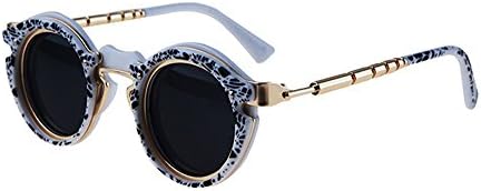 Steampunk palace retro sunglasses round frame sunglasses men and women fashion sunglasses (White)