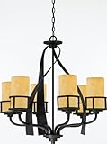 Quoizel KY5006IB Kyle 28-Inch 6-Lights Chandelier with Butterscotch Marble Shade, Imperial Bronze