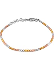 14K Italian Tri-Color Yellow, Rose and White Gold Diamond-Cut Beads Bracelet (6.5), Women Jewelry in Gift Box