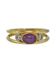 1.34 Ct Natural Pink Star Sapphire in 18kt 22k & Platinum Ring with 0.07 Cwt Russian Cut Diamnds