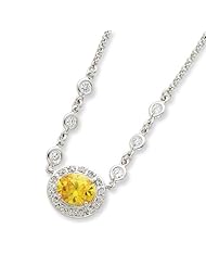 Sterling Silver 16in Yellow & Clear CZ Necklace.