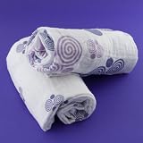 BambinoLandMuslinOrganicBlankets,PurpleSwirls-2Pack