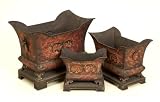 Antique Style Fancy Painted Metal PLANTER Set of 3