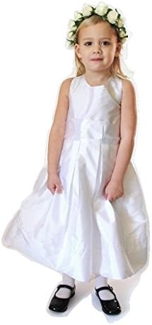 White Taffeta Sleeveless Dressy Dress Communion Pageant Flower Girl and Sash, 10