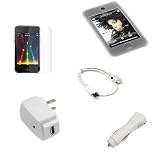 USB Data Cable + USB Car Charger + USB Home Charger + Clear Rubber Silicone Skin Case + Clear Reusable LCD Screen Protector for Apple Ipod Touch Itouch 8GB 16GB 32GB 2G 2nd Generation