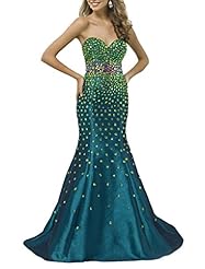 Junior Taffeta Mermaid  Beaded Evening Dress  With Rhinestones