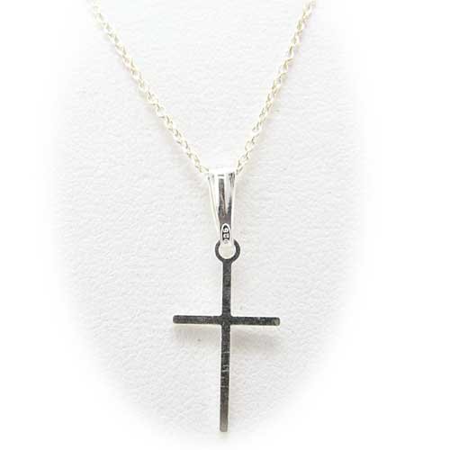 Sterling Silver Cross Pendant Cable Chain Necklace for Child Italy 16 Inch