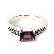 Sterling Silver Marcasite Ring with Amethyst - Size: 6-10