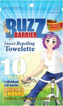 Mosquito Repelling Towelette Wipes - 100% DEET Free and Chemical Free. Patented Swiss Technology, University Tested - Individually Packaged (10 Pack)