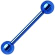 Blue Electro Titanium Barbell Tongue Ring