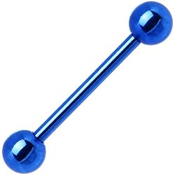 Blue Electro Titanium Barbell Tongue Ring
