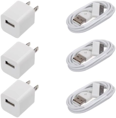 3x USB USA Ac Power Adapter Wall Charger Plug+sync Cable Ipod Iphone 3gs 4 4s