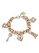 GUESS Factory Women's Gold-Tone and Pink Link Charm Bracelet