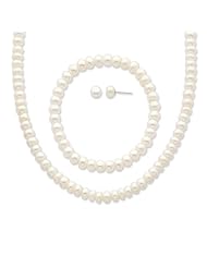 SS White 6-7mm Freshwater Cult. Pearl Necklace/Bracelet/Earring Set