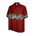 BUY : Anthurium Bird of Paradise Chest Band Men's Hawaiian Aloha Poplin Cotton Shirt