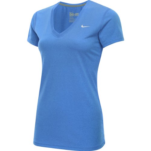Nike Women's Legend V-Neck T-Shirt (Medium, Blue)
