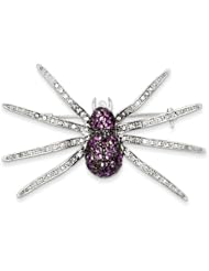 Sterling Silver Black Rhodium Pink CZ Spider Pin 43mmx57mm