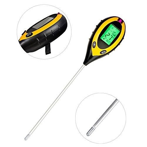 MoonCity 4-in-1 Soil Moisture Sensor Meter, Soil Moisture Monitor, Soil PH Value, Soil Temperature and Sunlight Intensity Tester, Hydrometer for Gardening, Farming, Indoor/Outdoor Use