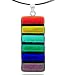 Sterling Silver Dichroic Glass Rainbow Stripe Rectangular...