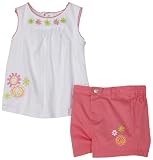 Nannette Baby Girls 2 Piece Short Set, White/Orange, 12 Months