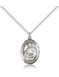 .925 Sterling Silver Saint St. Agnes of Rome Medal Pendant 3/4 x 1/2 Inches Virgins/Girl Scouts-8128- Comes with a .925 Sterling Silver Lite Curb Chain Neckace And a Black velvet Box
