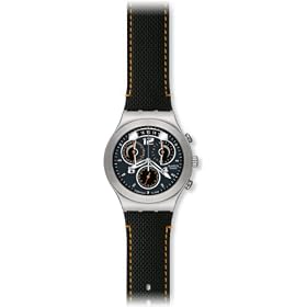 Swatch Mens Fine Steel Black Dial and Strap Watch