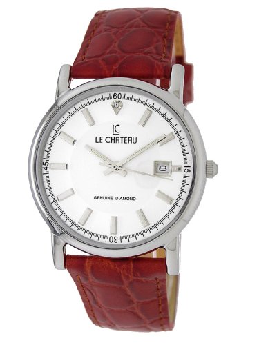 Le Chateau Mens 1807LCM_SIL_TANBND Diamond Accented Watch Signature Collection
