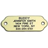 Rivet-On Pet ID Tag - Custom engraved dog ID tag that rivets directly onto collar. Stainless Steel or Polished Brass.