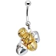 Handcrafted Silver Gold Holiday Jingle Bells Belly Ring